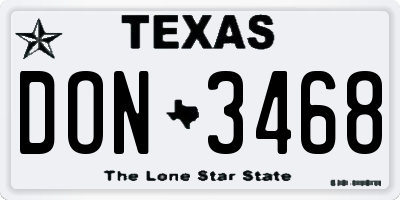TX license plate DON3468