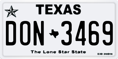 TX license plate DON3469
