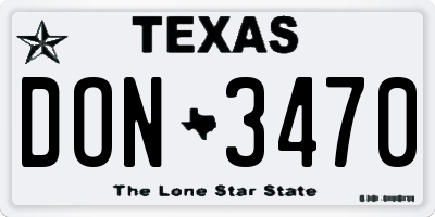 TX license plate DON3470