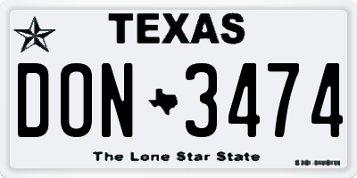 TX license plate DON3474