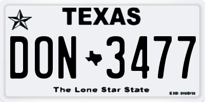 TX license plate DON3477