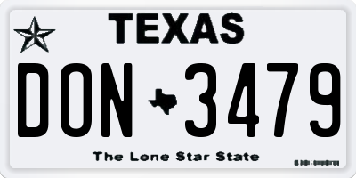 TX license plate DON3479