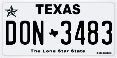 TX license plate DON3483