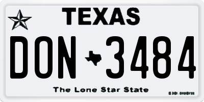 TX license plate DON3484