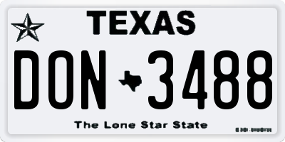 TX license plate DON3488