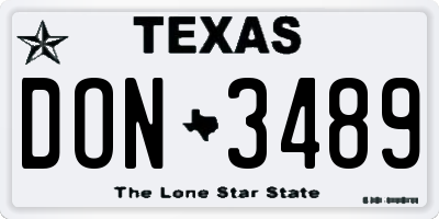 TX license plate DON3489