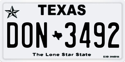 TX license plate DON3492