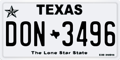 TX license plate DON3496
