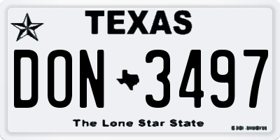 TX license plate DON3497