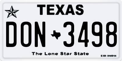 TX license plate DON3498