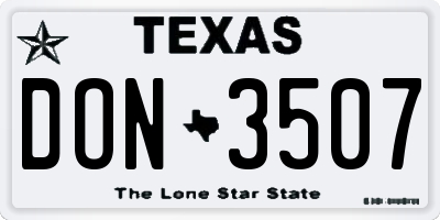 TX license plate DON3507