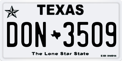 TX license plate DON3509
