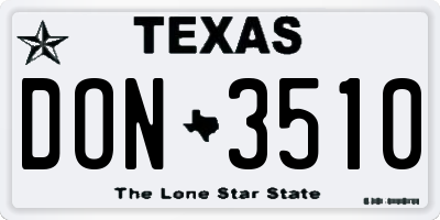 TX license plate DON3510