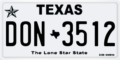 TX license plate DON3512