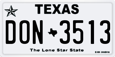 TX license plate DON3513