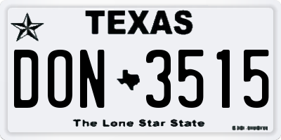 TX license plate DON3515
