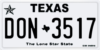 TX license plate DON3517