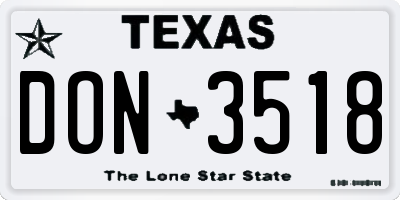 TX license plate DON3518