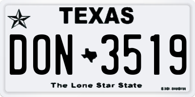 TX license plate DON3519