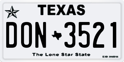 TX license plate DON3521