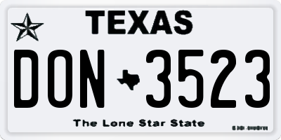 TX license plate DON3523