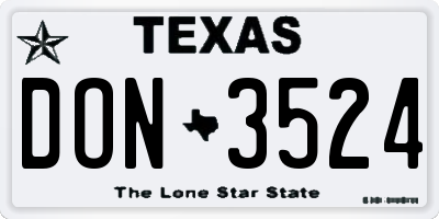 TX license plate DON3524