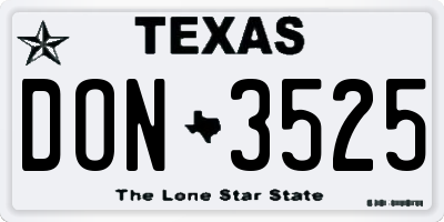 TX license plate DON3525