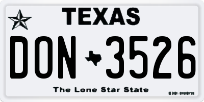 TX license plate DON3526