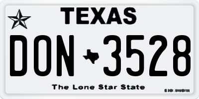 TX license plate DON3528