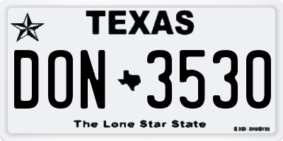 TX license plate DON3530