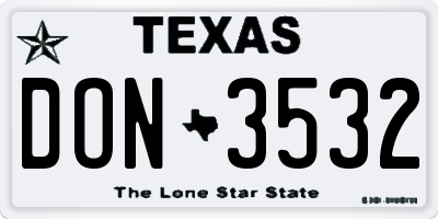 TX license plate DON3532