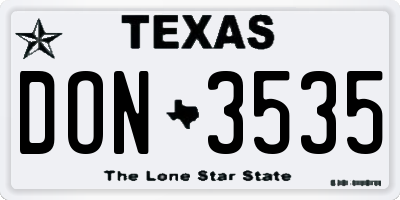 TX license plate DON3535