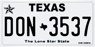 TX license plate DON3537