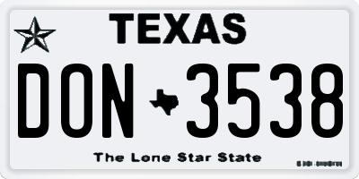 TX license plate DON3538