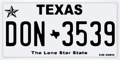 TX license plate DON3539