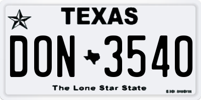 TX license plate DON3540