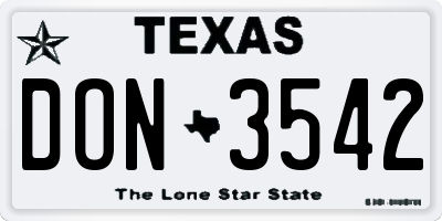 TX license plate DON3542