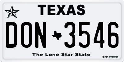 TX license plate DON3546