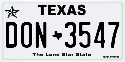 TX license plate DON3547