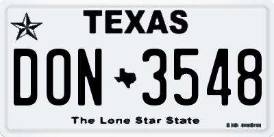 TX license plate DON3548