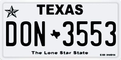 TX license plate DON3553
