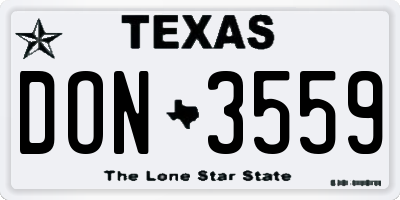 TX license plate DON3559