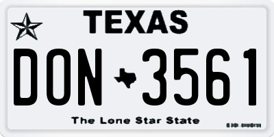 TX license plate DON3561