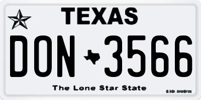TX license plate DON3566