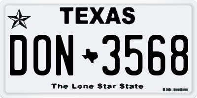 TX license plate DON3568