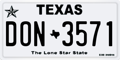 TX license plate DON3571