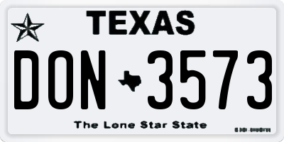 TX license plate DON3573
