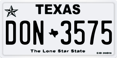 TX license plate DON3575