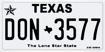 TX license plate DON3577