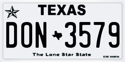 TX license plate DON3579